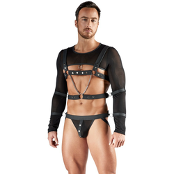 Svenjoyment Crop Top, Chest Harness & Jock Set 2180502 Black XXL