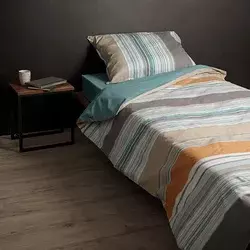 ?Posteljina od pamučnog šifona narandžasto sive pruge 140x200 cm