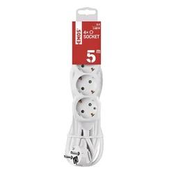 Podaljšek 5 m / 4 vtičnice / beli / PVC / 1,5 mm2