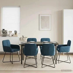 Trpezarijske stolice 6 pcs Baršun Plava 59 x 56,5 x 86 cm