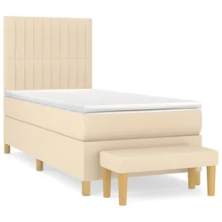 Vidaxl Box spring postelja z vzmetnico krem 80x200 cm blago