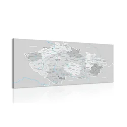 Slika sivi zemljevid Češke s kontrastom - 80x40