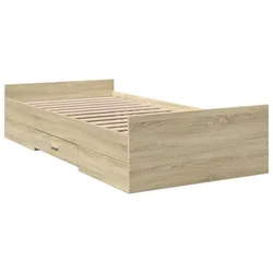 Vidaxl Posteljni okvir s predali sonoma hrast 90x200 cm inženirski les