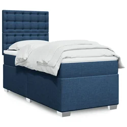 vidaXL Box spring postelja z vzmetnico modra 90x200 cm blago