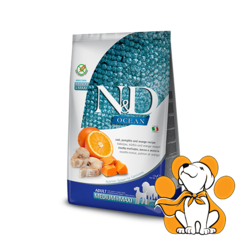 N&D Ocean Adult Medium&Maxi Codfish, Pumpkin & Orange 12kg - Granule od Bakalara