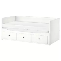 HEMNES Dnevni krevet s 3 fioke/2 dušeka, bela/Agotnes tvrdo,, 80x200 cm