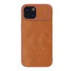 Maska na preklop Nillkin Qin Pro za iPhone 15 braon