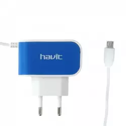 HAVIT 215UC Kućni punjač sa Micro USB kablom (Bela/Plava)  Kućni punjač, Micro USB, 5 V, 1.2 A