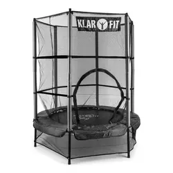 KLARFIT ROCKETKID, Crni, 140 cm, trampolin, sigurnosna mreža, bungee opruge