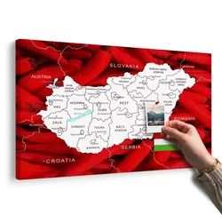 Slika na pluti zemljevid Madžarske s tipičnim ozadjem - 150x100 flags