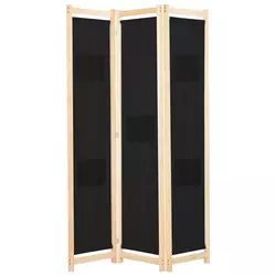 Sobna pregrada s 3 panela od tkanine 120 x 170 x 4 cm crna