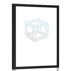 Plakat s paspartujem minimalistična kocka - 40x60 silver