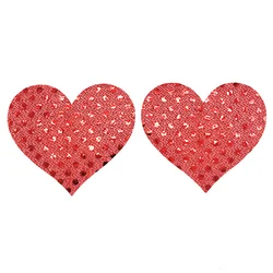 SuperLove Heart Nipple Covers Sequin Red