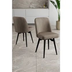 Hanah Home set trpezarijskih stolica Jiva 6 kom, kapućino tkanina Babyface, crne metalne noge