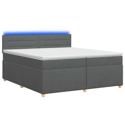 vidaXL Postelja boxspring z vzmetnico Temno siva 200 x 200 cm Blago