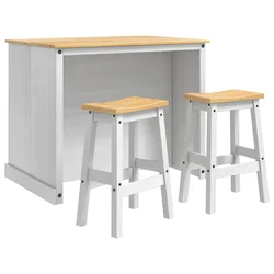 Set kuhinjskog otoka 3 pcs Bijela i vosak od meda Čvrsta bor