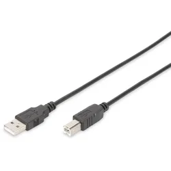 Digitus Digitus USB 2.0 Priključni kabel [1x Moški konektor USB 2.0 tipa A-1x Moški konektor USB 2.0 tipa B] 1.8 m Črna Okrogel, Dvojn