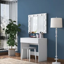 Hanah Home Sto za šminkanje sa tabureom BJ121 - 2934, 90x76.8x45, Beli