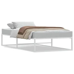 Vidaxl Posteljni okvir brez vzmetnice bel 90x200 cm kovinska