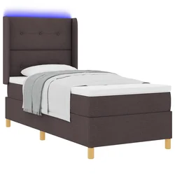 Krevet s opruga kutije s LED trakama Smeđa 80 x 200 cm tkanina