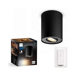 Philips - LED prigušiva reflektorska svetiljka Hue PILLAR 1xGU10/4,2W/230V + daljinski upravljač crna