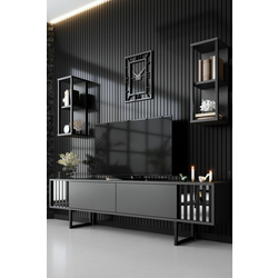 HANAH HOME TV polica Chrome Line Anthracite Black