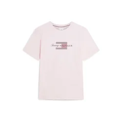 TOMMY HILFIGER Majica  mornarska / pastelno roza / rdeča