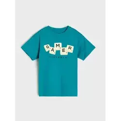 Sinsay - Pamučna majica sa natpisom Scrabble - plava