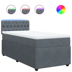 Vidaxl Box spring postelja z vzmetnico temno siva 100x200 cm žamet