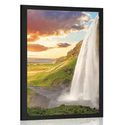 Plakat veličasten slap na Islandiji - 30x45 white