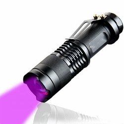 Alu. akumulatorska ZOOM UV LED ročna svetilka IPX4