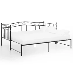 Vidaxl Izvlečni posteljni okvir črn kovinski 90x200 cm