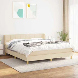 VIDAXL Box spring postelja z vzmetnico krem 160x200 cm blago