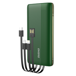 Power bank Dudao K4 Pro - prijenosna baterija s ugrađenim USB, USB-C, Micro USB i Lightning kabelima - 10000 mAh - zeleni