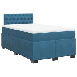 Vidaxl Box spring postelja z vzmetnico temno modra 120x200 cm žamet