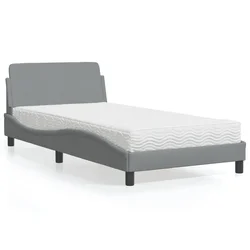 Krevet s madracem Dover svjetlosivi 100x200 cm od tkanine