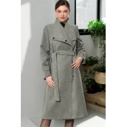 Z6645 DEWBERRY WOMENS COAT-PLAIN GREY