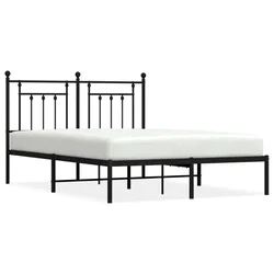 Vidaxl Kovinski posteljni okvir z vzglavjem črn 150x200 cm