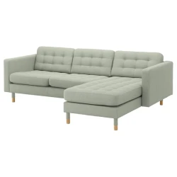 LANDSKRONA Sofa trosed, s lenjivcem/Gunnared svetlozelena/drvo