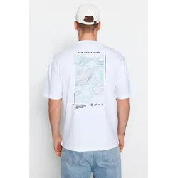 Trendyol Muška majica Tmnss23Ts00238, Bela