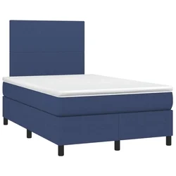 Vidaxl Box spring postelja z vzmetnico modra 120x190 cm blago