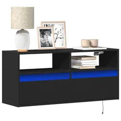 Zidni TV ormarić s LED svjetlima crni 100x31x45 cm