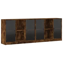 Regal za knjige s vratima boja hrasta 204 x 37 x 75 cm drveni