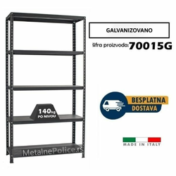 Polica metal-metal 187x120x40cm, 5x140kg Galva