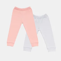 Mafimi Pamučne Pantalonice set od 2 - puder/ bela