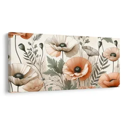 Slika pastelni travniški maki - 100x50