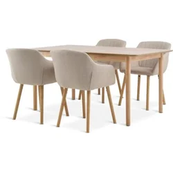 NORDENSKOV D160/240 sto natur hrast + 4 ADSLEV bež