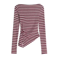 Bershka Majica  bordo / bela