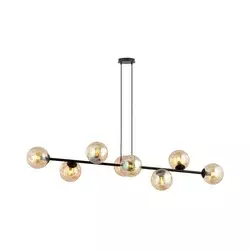 Luster na lanku ROSSI 8xE14/10W/230V crna/bež