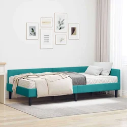Kutni krevetni okvir s madracem Ostalo 2 pcs Tirkizna Baršun